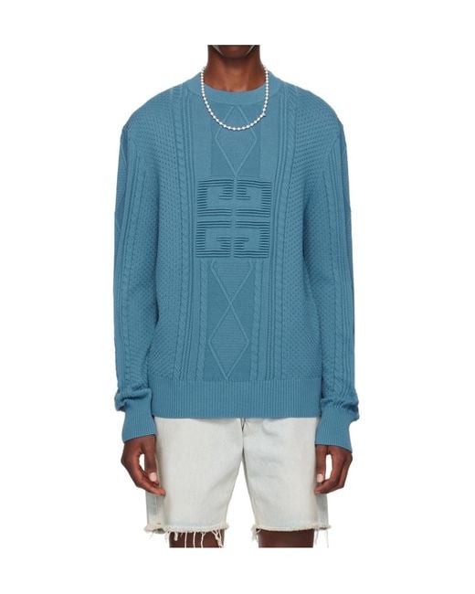 Givenchy Blue 4G Cotton Jumper for men