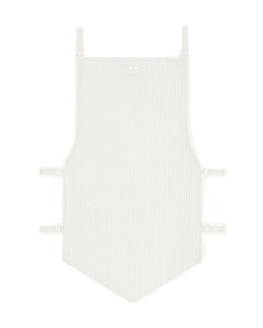 Courreges White Courrèges Logo Embroidered Ribbed-Knit Cropped Top