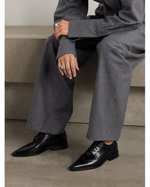 Victoria Beckham Black Pointed-Toe Brogues