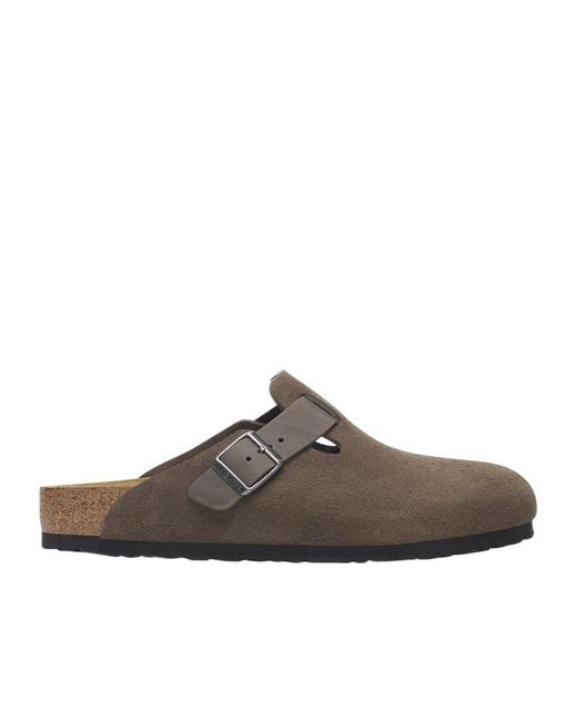 Birkenstock Brown Boston Buckle Detailed Slippers for men