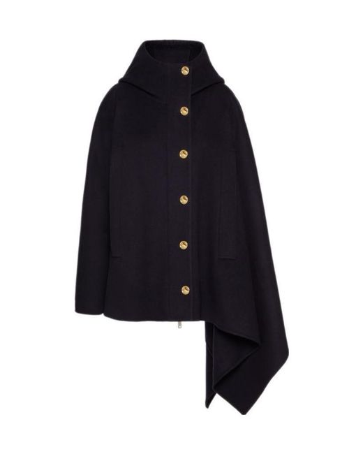 Valentino Blue Asymmetric Hooded Coat
