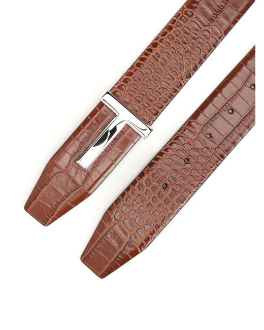 Tom Ford Brown Embossed Reversible Belt for men