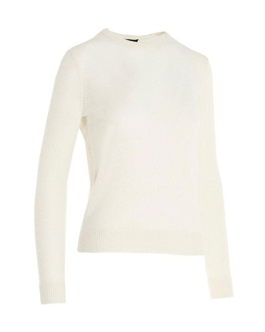 Theory White Long-Sleeved Crewneck Jumper