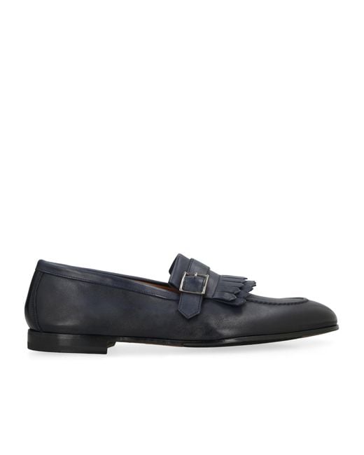 Doucal's Blue Leather Loafers for men