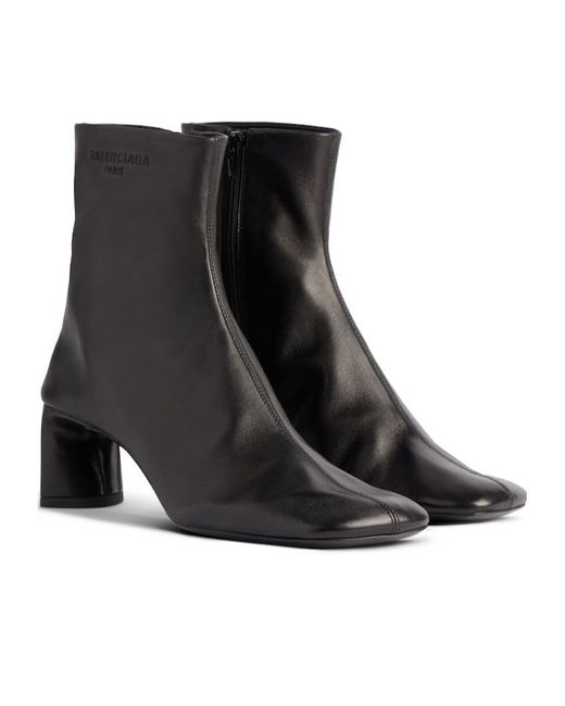 Balenciaga Black Soft Lambskin Square-Toe Booties