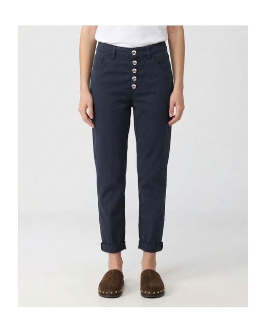 Dondup Blue Buttoned High-Waist Pants