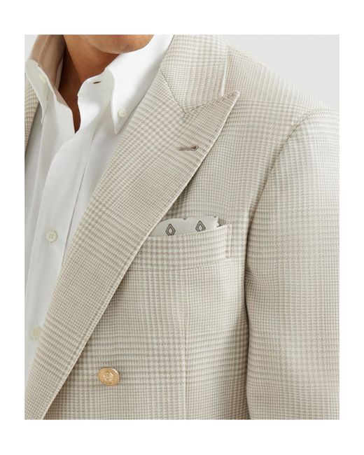 Brunello Cucinelli Gray Diamond Silk Pocket Square Scarf for men