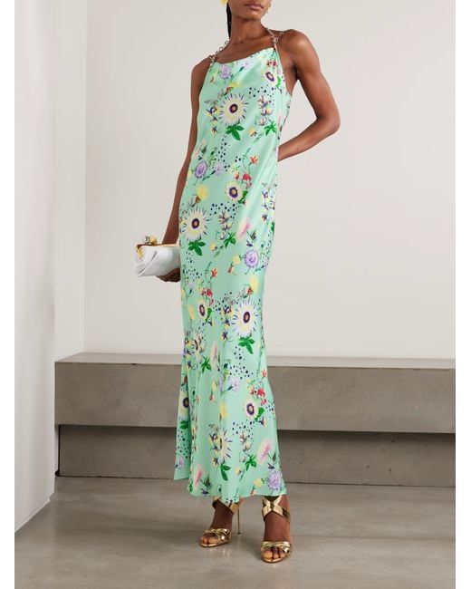Rabanne Green Floral Chain Dress