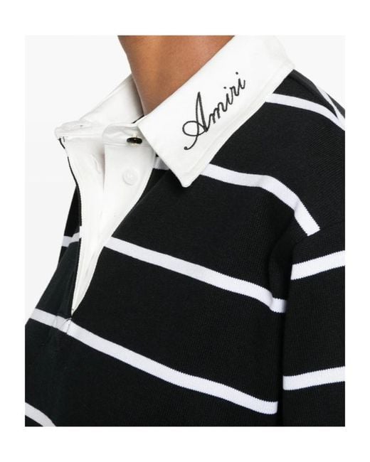 Amiri Black Striped Long Sleeved Polo Shirt