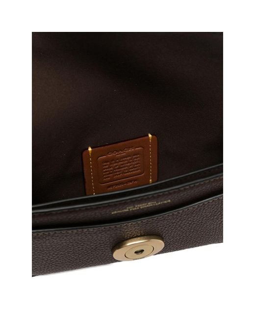 COACH Brown Logo Plaque Chain Crossbody Bag