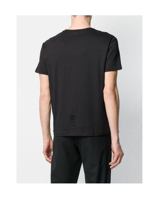 EA7 Black Logo Printed T-Shirt for men