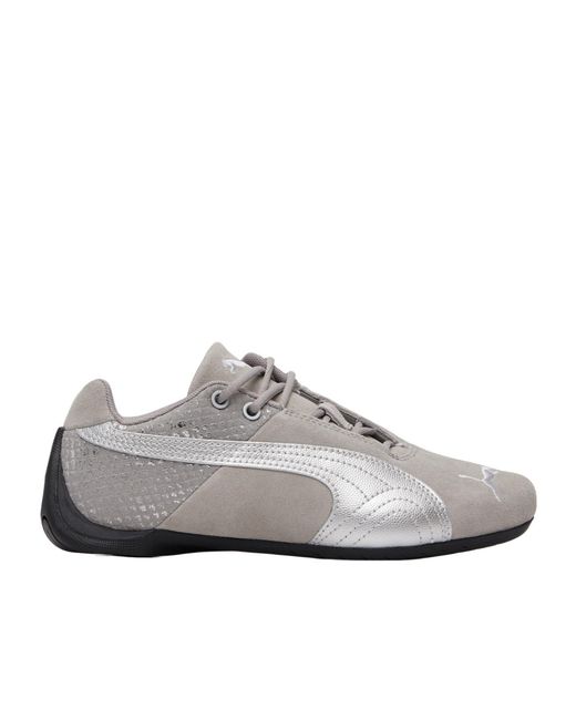 PUMA Gray Future Cat Emboss Lace-Up Sneakers
