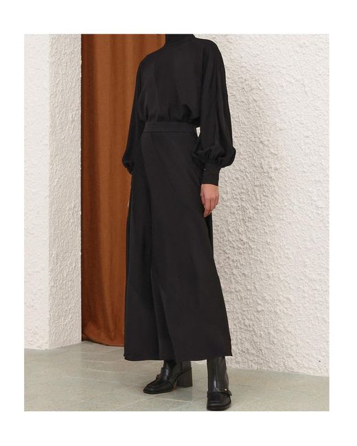 Zimmermann Black Bias-Cut Midi Skirt