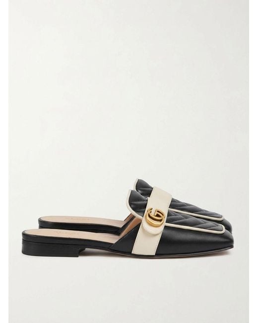 Gucci Multicolor Logo Plaque Quilted Mules