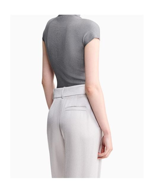 Giorgio Armani Gray Sweater Slim Fit Cup Sleeve Turtleneck English Ribbed Viscose