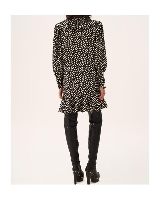 Chloé Black Chloé Dotted Long-Sleeve Mini Dress