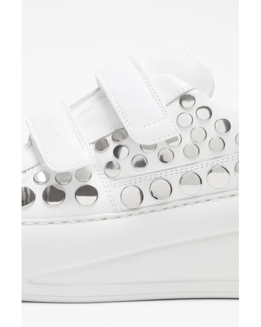 Acne White Touch-Strap Platform Sneakers for men