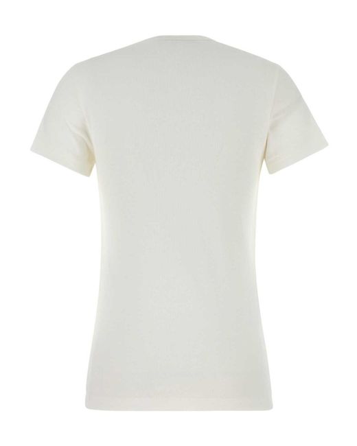 Prada White Logo-Patch Crewneck T-Shirt