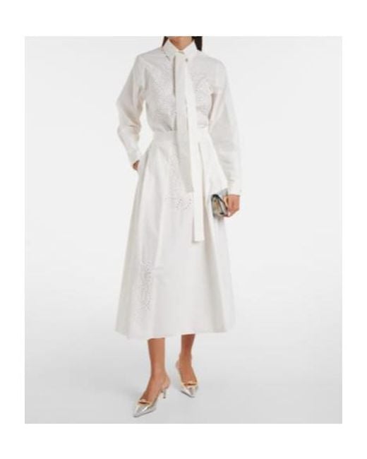 Elie Saab White Cotton Midi Skirt