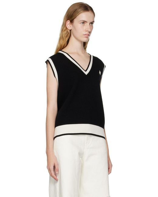 we11done Black Logo-Patch Wool-Blend Vest for men
