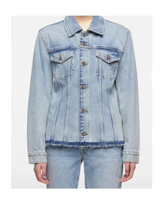 7 For All Mankind Blue Trucker Button Frayed Jacket