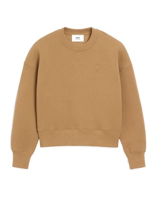 AMI Natural Ami De Coeur Logo Embossed Sweatshirt for men
