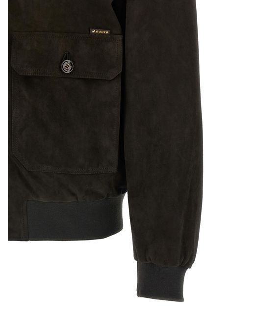 Moorer Black Carlos Buttoned Bomber Jacket for men