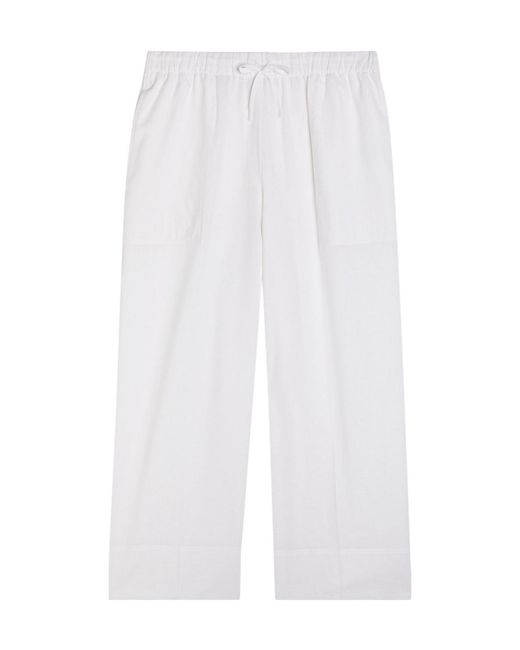 Totême White Wide-Leg Cotton And Linen-Blend Trousers