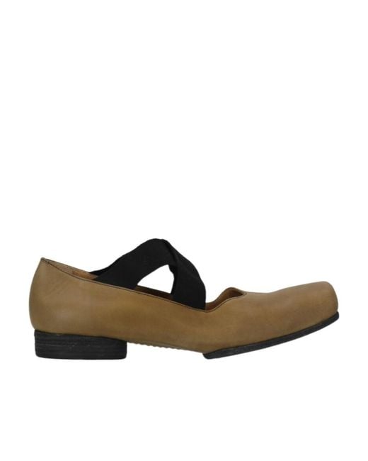 Uma Wang Brown Square-Toe Suede Ballerina Shoes