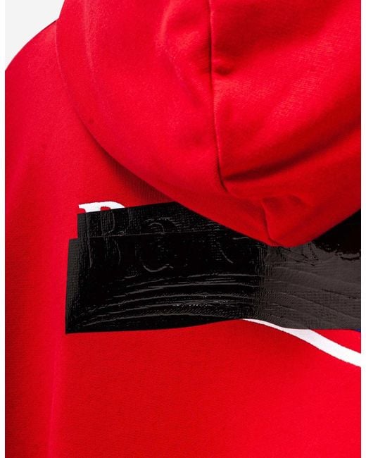 Balenciaga Red Logo-Print Cotton Hoodie for men