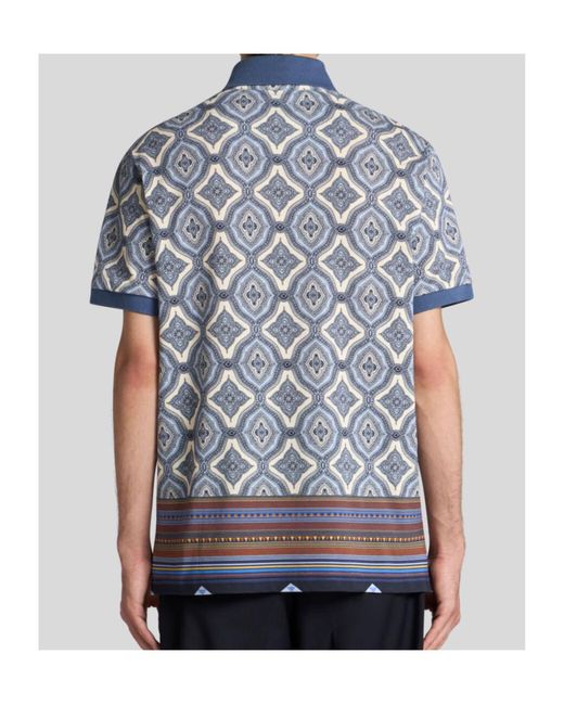 Etro Blue Geometric Patterned Regular Fit Polo Shirt for men