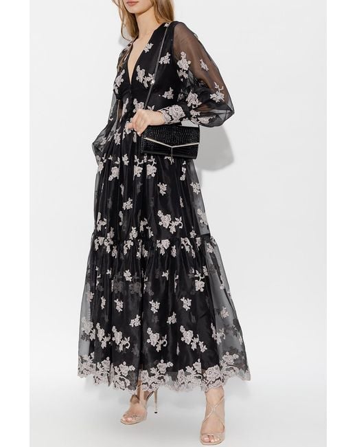 Erdem Black Tabetha Embroidered Organza Maxi Dress