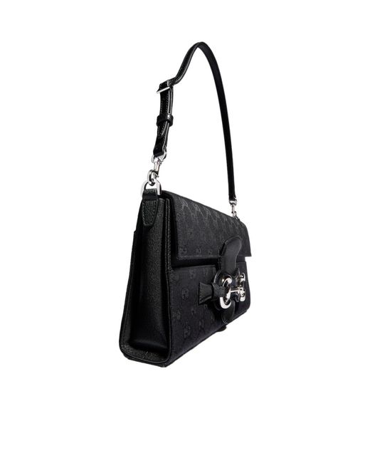 Gucci Black Horsebit Ristretto Medium Shoulder Bag