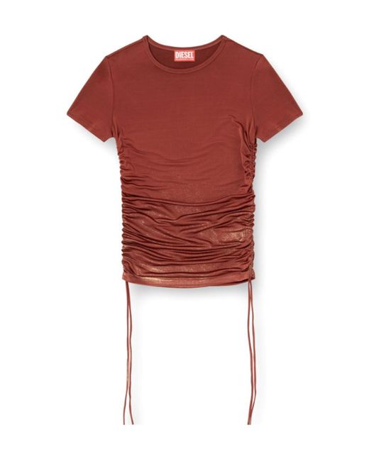 DIESEL Red T-Rey Drawstring Side Jersey Top