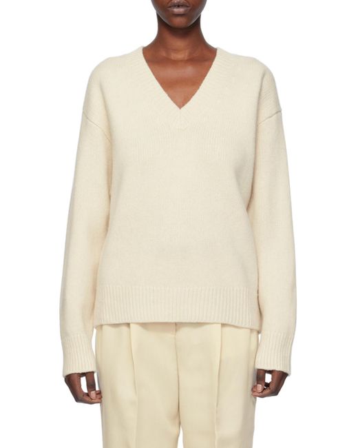 Totême  Natural Dropped-Shoulder V-Neck Jumper
