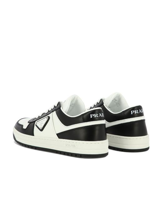 Prada White Downtown Brand-Plaque Leather Low-Top Trainers