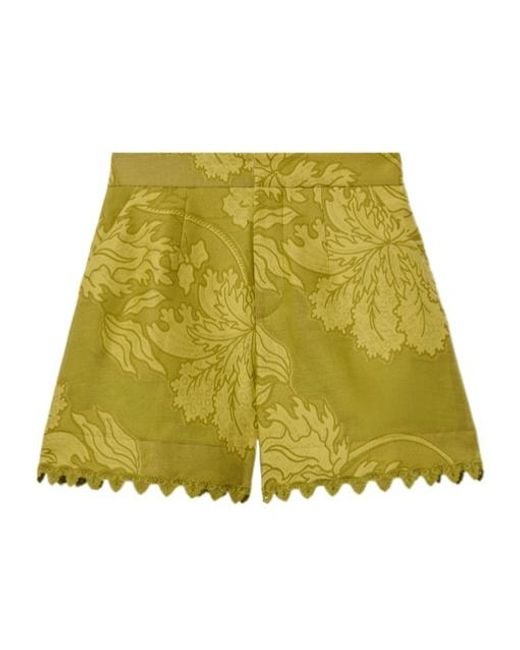LaDoubleJ Green Good Butt Jacquard Lace-Trimmed Shorts