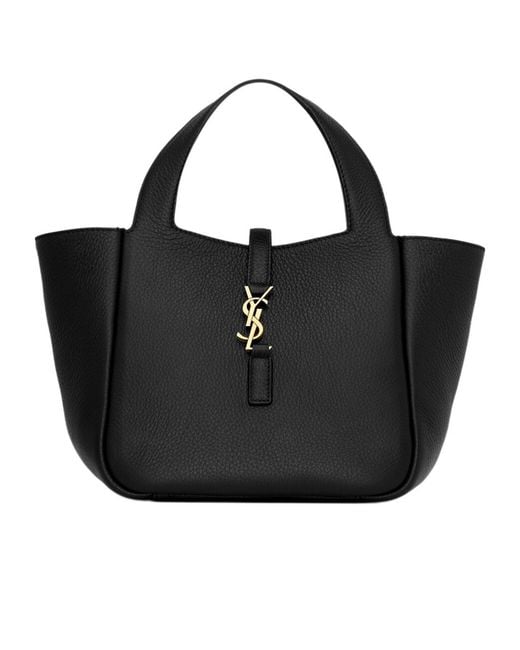 Saint Laurent Black Mini Le 5 À 7 Bea Grained Leather Tote Bag