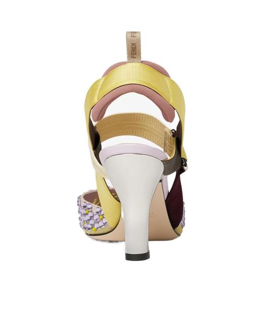 Fendi Metallic Colibrì Embellished Slingback Heeled Pumps