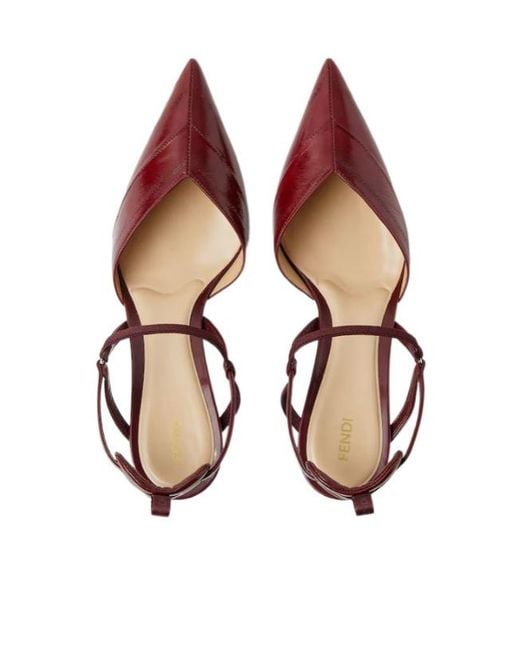 Fendi Brown Very Colibri Burgundy Hagfish Medium-Heeled Slingbacks
