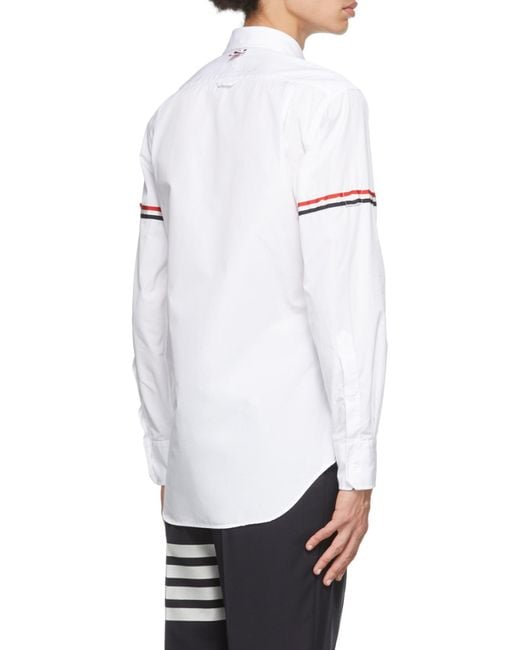 Thom Browne White Rwb Striped Long-Sleeved Shirt for men