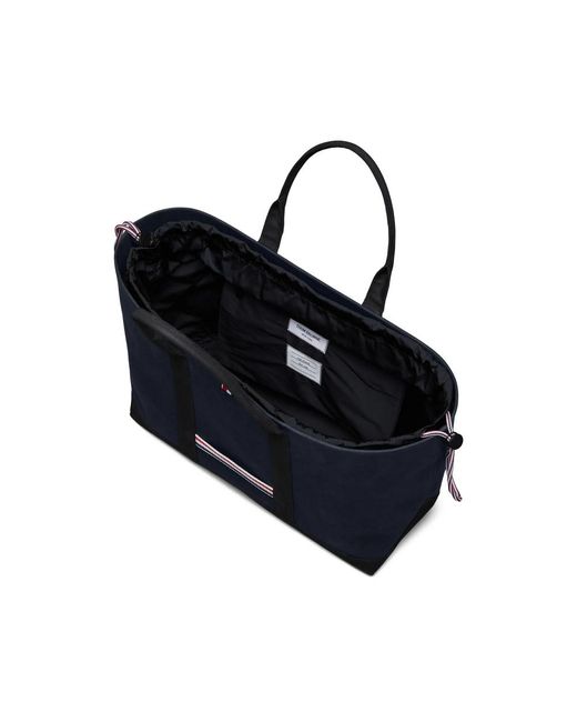 Thom Browne Blue Striped Medium Tool Tote Bag