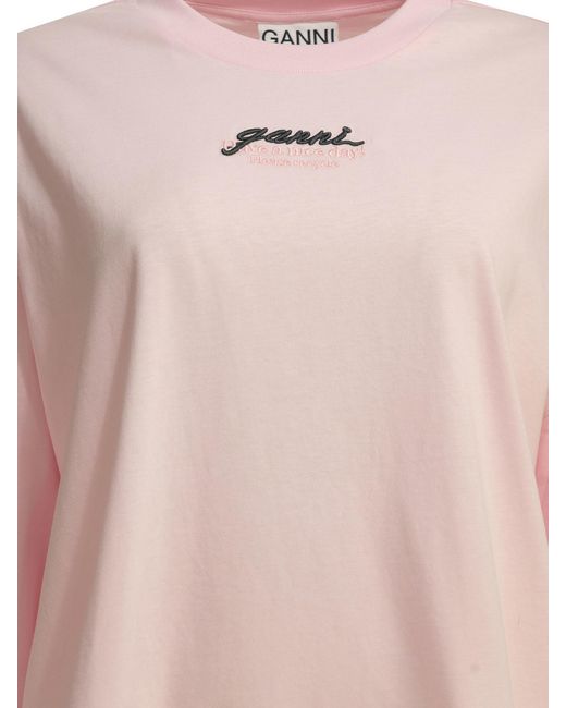 Ganni Pink Future Graphic Long Sleeve T-Shirt