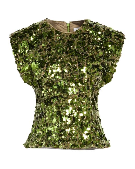 Ganni Green All-Over Sequined Top