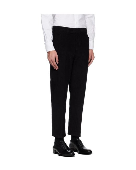Thom Browne Black Corduroy Stripe Detail Chino Trousers for men