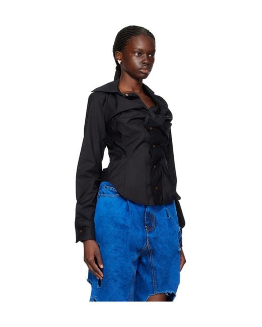 Vivienne Westwood Blue Drunken Draped Shirt