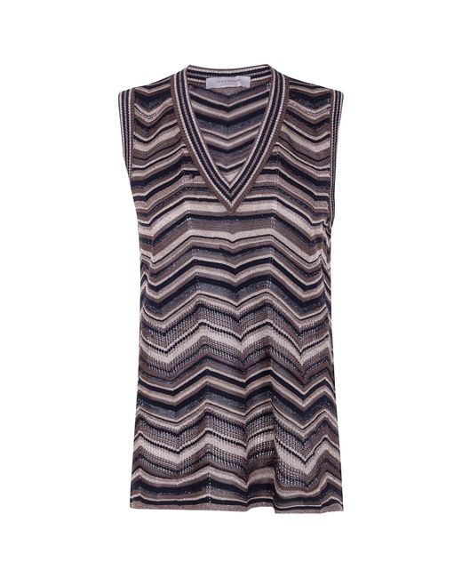 D.exterior Purple Chevron Long Knitted Top