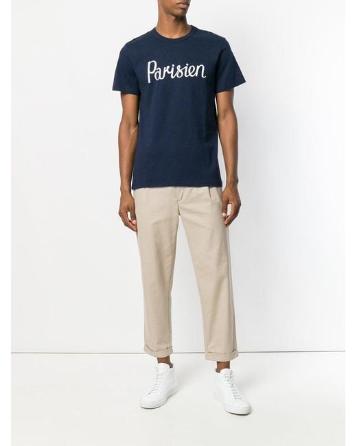 Maison Kitsuné Blue Parisien T-Shirt for men