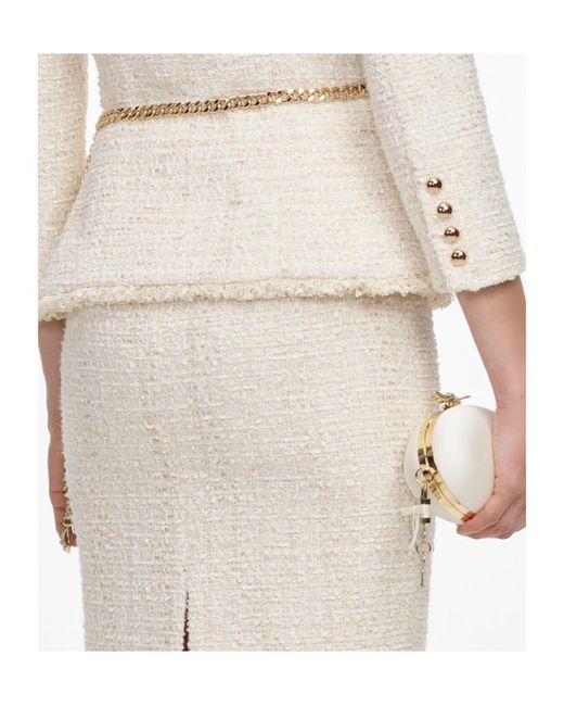 Self-Portrait Natural Bouclé Chain-Melt Midi Skirt And Jacket Set