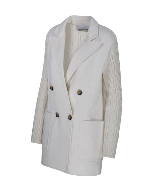 Max Mara Gray Double-Breasted Long-Sleeved Blazer